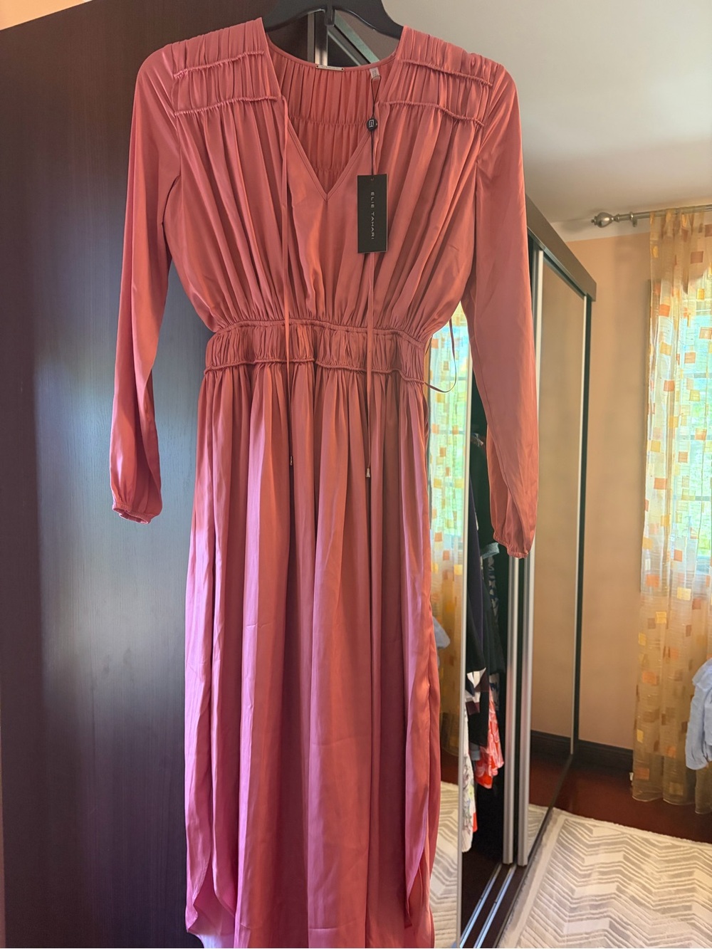 Elie Tahari Rosewood Long-Sleeve Midi Dress